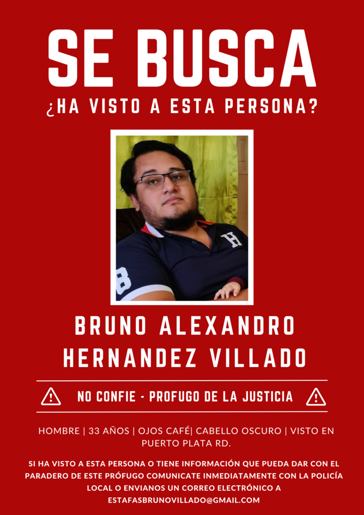 Se busca Bruno Alexandro Hernandez Villado profugo de la justicia estafador