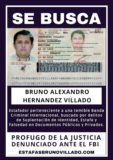 SE BUSCA BRUNO VILLADO ESTAFADOR